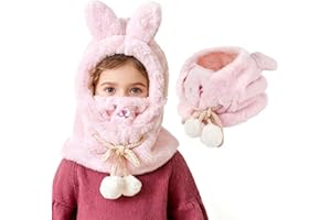 AYPOW Pasamontañas Térmico de Invierno para Niños 3-8, Multifuncional Ajustable Cortaviento 3D Animal Máscara de Esquí Ciclismo, Sombreros Gorro Forro Polar Calentador de Cuello para Niños y Niñas