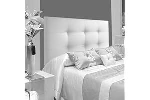 ONEK-DECCO Cabecero Mod. Big Tennessee tapizado en Polipiel de Dormitorio Medidas cabecero de Cama niño, Juvenil y Matrimonio Cabezal, tapizado, Acolchado (105x70, Blanco)