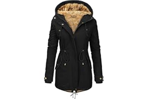 Vancavoo Winterjacke Damen Winter Warm Winterparka Gefüttert Mantel Parka Herbst Kapuzenmantel Frauen Wintermantel