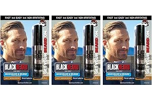 Blackbeard for Men Mens Colour Mascara Beard Moustache LIGHT/MEDIUM BROWN (Lignt/Medium Brown X3)