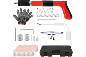 CUINIUNAID Pistolet à clous manuel avec 200 clous ronds, pistolet pneumatique pour acier et béton, silencieux, 5 vitesses, rouge