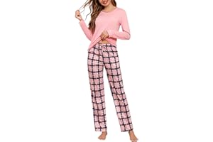 Irdcomps Pijamas Mujer Invierno Manga Largo Algodón Conjunto de Pijama Mujer con Pantalón Largo Ropa para Dormir
