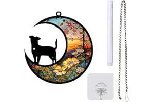 Wekuw Personalisierte Hundes-Gedenktafeln Buntglas-Katzen-Gedenk-Sonnenfänger Bunte Acryldekoration Haustier Hanging Decoration Fensterschmuck Auf Erinnerungsgeschenke für Haustiere (G1)