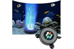 OSATNB LED Aquarium Air Stone Lamp Fish Tank Bubbler Light Fish Tank Air Stone Diffuser Decor Lamp with Sucker Auto Colorful Backgound Lighting