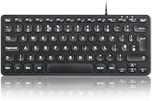 Perixx PERIBOARD-432 Wired USB Keyboard, Slim Design with Big Font Keys, UK QWERTY