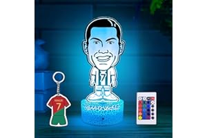Nocles CRISTIANO RONALDO Lámpara decorativa mesita de noche regalos jugador de fútbol Real Madrid Portugal ilusión óptica 3d táctil mando a distancia 16 colores regalo aficionados niños y adultos