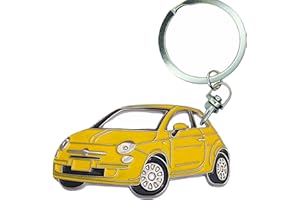 3dcrafter Keyring for Fiat 500 car accessories merchandise for drivers made from metal chrome green blue white and many colors