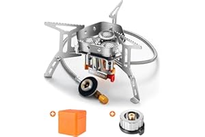 Odoland 6800W Windproof Camping Gas Stove, Portable Outdoor Camping Furnace, Folding Wild Camp Gas Burner, Backpacking Stove Suitable for Hiking, Camping, Trekking and Picnic