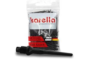 ‎KARELLA Karella Profi Dartspitzen Keypoint-Special, Made in Germany, 100 Stück, 2BA Gewinde, extrem stabile Dartspitzen Kunststoff, äußerst langlebig Softdart Spitzen, Soft Tips, schwarz, rot, blau, weiß
