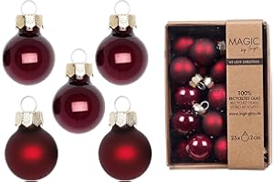 INGE-GLAS Weihnachtskugeln Glas 2cm 25 Stück - matt & glänzend - Mini Christbaumkugeln Weihnachtsbaumkugeln für Weihnachten - Christbaumschmuck & Weihnachtsbaumschmuck Dunkel Weinrot - Smooth Port