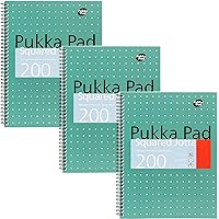 Pukka Pad, A4 Squared Metallic Jotta Book 3 Pack – 29.7 x 23cm – Wirebound Notebook With 80GSM Paper – Features 4-Hole Punch 