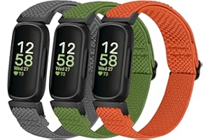 SOiiKE Bracelet Compatible avec Fitbit Inspire 3/Inspire 2/Inspire HR/Inspire/Ace 3/Ace 2, Nylon Élastique Bracelet de Sport Réglable Souple de Remplacement, Femme Homme
