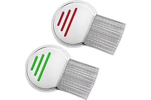 TULAMORIY 2 Pezzi Pettine Pidocchi, Denti Fini con Ago in Acciaio Inossidabile Pettine per la rimozione delle pidocchi, pettine per la rimozione dei pidocchi a spirale singola(Rosso e verde)