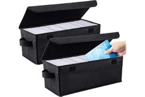 Aolawco 2 Pack CD Storage Boxes, 14"*6.2"* 5.5" CD Case, Pack of 2 CD Case Holder 35 CDs in Full Jewel Cases, 70 CDs in Slim Cases, and 180 Discs in CD Sleeves - Black