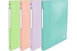 OXFORD Zestaw 4 miękkich segregatorów A4, cztery pierścienie 20 mm, różne pastelowe kolory
