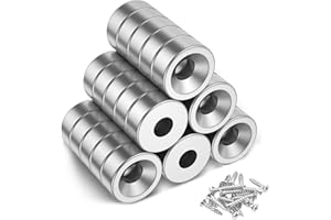 MIN CI 30Pcs Screw Magnet With Hole, Strong Neodymium Magnets for Cabinets, Lockers, Cruise Crafts, Industrial Use - Small Round Permanent Heavy Duty (8x3mm, Hole 3mm)