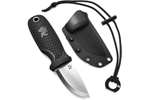 ODENWOLF W-MINI 2 Couteau de cou en D2 – Petit couteau de survie EDC avec étui ingénieux et firesteel – Lame fixe résistante – Parfait pour bushcraft et activités outdoor