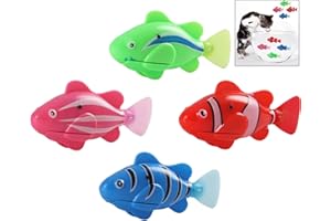 Iwobi Pack of 4 Simulation Tropical Fish, Electronic Battery Operated Plastic Mini Fish Toy for Bath Toys, Cats, Aquarium, Swimming Pool, Children's Educational Toy