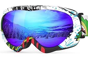 OutdoorMaster Occhiali da sci per bambini Occhiali da neve compatibili con casco per ragazzi e ragazze con protezione UV al 100%