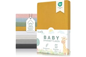Laleni Premium Spannbettlaken 60/70 x 120/140 cm Babybett | Oeko-TEX zertifiziertes Bettlaken 60x120 cm Kinderbett | Kinderbettwäsche 70x140 aus 100% Baumwolle | Spannbettlaken 70x140 Baby in Gelb