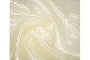 THEFABRICTRADE Premium Crystal Organza Voile Fancy Dress Costume Decorations Fabric 150cm Wide/Sold by The Metre (Ivory)