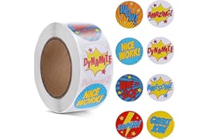 DSLSQD 500 Stück Motivationsaufkleber Kinder,2.5cm Lehrer Belohnung Aufkleber,Selbstklebende Belohnungsaufklebe,Runde Belohnungssticker Lob Sticker,zur Sticker für Schule Klassenzimmer Lehrerbedarf