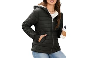 Yuson Girl Veste Femme de Hiver Légère Capuche Manteau Chaude Courte Chic Manteaux Coupe Vent Isolée Matelassé Blouson Mi-saison Chauffant Vestes d'Extérieur avec Longue Manche