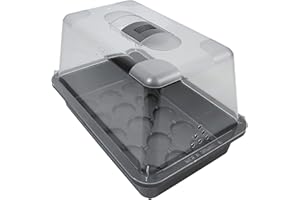 mgc24 Zimmergewächshaus klein - Anzuchtschale mit Deckel und Belüftung - Anthrazit - 3 Stück