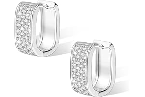 ALEXCRAFT Orecchini Donna 925 Cerchi Spessi con Zirconi Bianchi e Brillantini Geometrici Gioielli Regalo