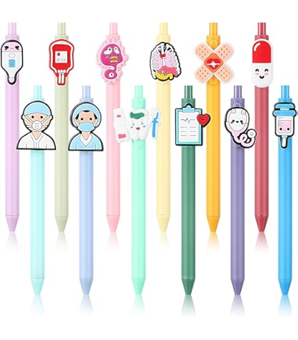 IKOPFLN 9 Pièces Stylo Infirmière,Ensemble De Stylos D'Infirmière Mignons Stylo Rigolo Bille Rétractable,pour Fournitures Scolaires Médecins Infirmières Cadeau