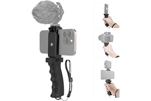 Fantaseal Soporte de Mano Smartphone Palo Selfie con Telefono Movil Abrazadera y 1/4 Pulgadas para Youtube TIK Tok Vídeo Compatible Camara Deportiva Gopro Celular iPhone Androide