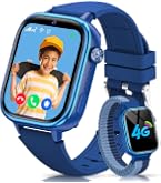 4G Smartwatch Für Kinder Mit GPS, Telefon & SOS-Funktion – Mit SIM-Karten-Slot, Kamera, Schulmodus (Schwarz)