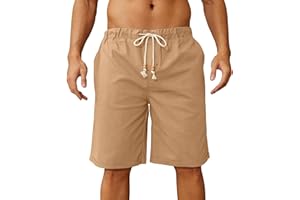 Anelune Mens Linen Shorts Casual Classic Fit Cotton Summer Beach Short Mens Sports Shorts Holiday Essentials for Men and Drawstring with Elastic Waist and Pockets