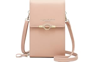 Aeeque Portefeuille Femme Porte Carte, Poche GSM, Sac Bandoulière Femme Téléphone Portable, Porte Monnaie en PU Cuir, Pochette de Smartphone de 6,7'',Sac de Voyage, Mini Sac GSM(Rose)