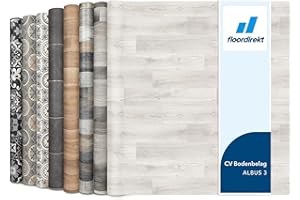 Floordirekt, Albus 3 - Rivestimento per pavimenti in vinile, al metro su misura, per cucina e balcone, effetto legno, effetto piastrelle, robusto e facile da pulire, 200 x 300 cm