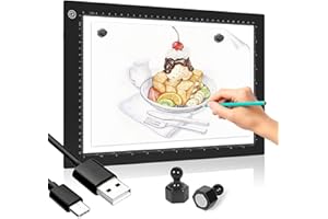 I-SHUNFA Table lumineuse A4 LED,Led Light Pad Panneau lumineux ultra-mince Dessin,Interface Type-C Boîte à lumière,Luminosité réglable pour Diamond Painting,Artistes,croquis,animation,visionnement de rayons X