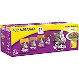 Whiskas Wet cat food pouches, delicious and tasty poultry selection in jelly, suitable for adult cats aged 1+, (40 x 100 g)