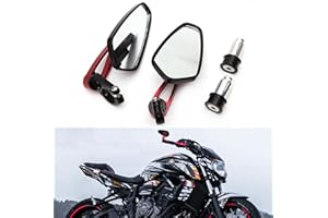 JMTBNO Rétroviseurs Moto Guidon 7/8" 22mm Aluminium Rétroviseur Moto Latéraux Miroirs Arrière Universel pour Street Bike MT07 MT09 MT10 Z650 Z750 Z900 CB125 Monster Street Triple (Rouge)