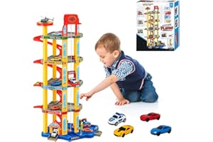 Xwin Sportseries Spiral Parking Garage Toy Set for Kids, 5-Story Parking Lot Playset Preschool Car Games Toys for Kids Vehicle Playsets Race Car Ramp Track Toy for 5 6 7 Year Old