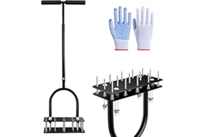 Gaethra Arieggiatore per Prato 96 cm, Scarificatore per Prato con 15 Punte in Ferro, Non Si Attacca al Terreno, Arieggiatore Prato Manuale per Prato, Cortile e Giardino