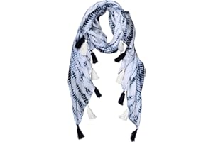 RAJRANG BRINGING RAJASTHAN TO YOU Women Scarfs Blue and White Shibori Designer 100% Cotton Light Weight Soft Fabric With Tassels 70 x 35 Inches