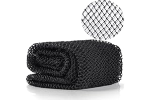 JASSINS African Net Long Bath Net Sponge, Bathing Body Exfoliating Shower Body Back Scrubber Skin Smoother,Stretch Length to 66 INCH (Black)