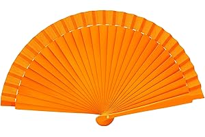Colours & Beauty orange Handtasche-Fan | Frauenfächer aus lackiertem Holz | Hochzeitsfächer | Hochzeitsfan | Hochzeitsgeschenke | Personalisierte Hochzeitsfächer | Japanische Fächer | Zeremoniefächer