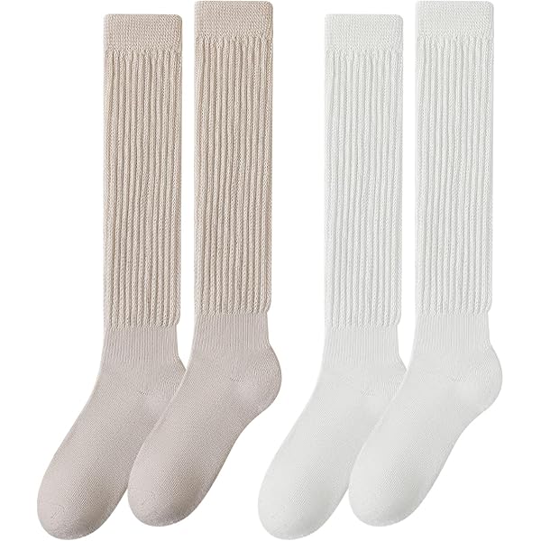 Moguri Damen Slouch Socken – 4 Paar, Kniehoch, Aus Baumwolle – In Mailard-Farben, Für Herbst & Winter