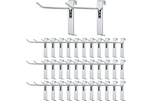 TOLIDA 35 Stück Robuste Gitterhaken für Gitterwand aus Verschleißfestem Metall Haken für Gitterwandpaneel Schlitzhaken Silber 10CM(4 inches)