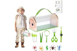 NICAI KITCHEN Kit de atrapador de insectos para niños, caja de hábitat interior-exterior, con asa de transporte, puerta fácil de abrir, pinza para insectos, pinzas y lupa, regalo