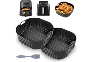 HA BIN 2 Pezzi Teglie Silicone per Friggitrice ad Aria 23cm – Contenitori e Accessori per Cosori 5,5L/6L/6,2L, Philips 2000 NA230 6,2L, Russell Hobbs 8L, Moulinex 5L/6,5L/7L, Cecotec 5,5L/6L