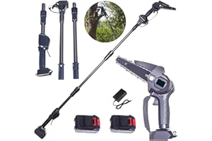 BLODFUNE 2 in 1 Cordless Electric Pole Saw, 70.87” Adjustable High Branch Saw Mini Chainsaw 6 inch for Tree Trimmer with 2 Batterys, Tree Pruner Pole Saw Battery Powered (1)