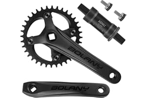 BOLANY Mountain Bike Crankset - MTB 1x Square Taper Crankset 104 BCD 170mm Crank Compatible with Shimano SRAM FSA