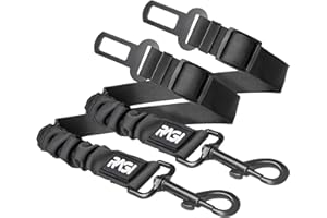 RAGI Pas dla Psa do Samochodu - 2 Sztuki - Regulowany Pas Bezpieczeństwa Dla Psa do Samo-chodu - Elastyczna Amortyzacja Pleców i Mocny Karabińczyk - Czarny Pas Bezpieczeństwa Dla Psów